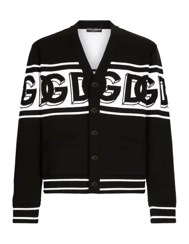 Dolce & Gabbana logo-intarsia V-neck cardigan