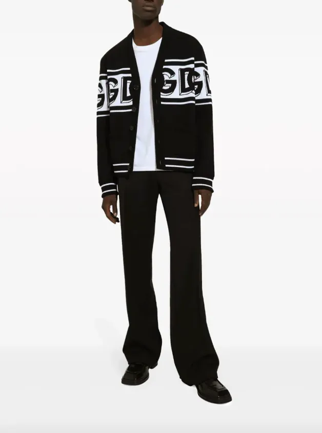 Dolce & Gabbana logo-intarsia V-neck cardigan