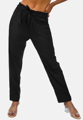 Elastic Waistband Straight Casual Pants By Ruw