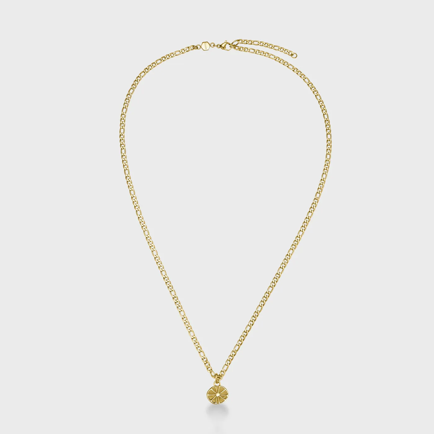 Essentielle Figaro Chain Citrus Charm Necklace, Gold Colour