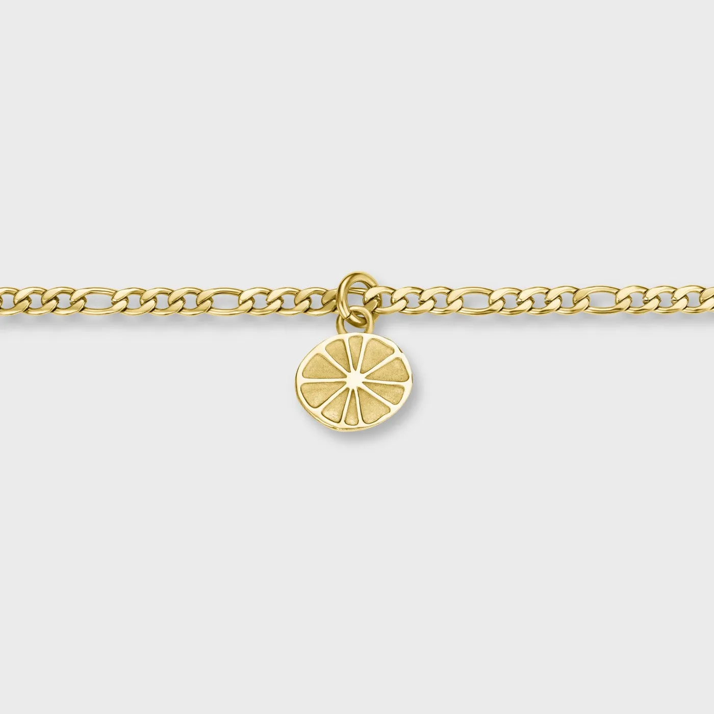 Essentielle Figaro Chain Citrus Charm Necklace, Gold Colour