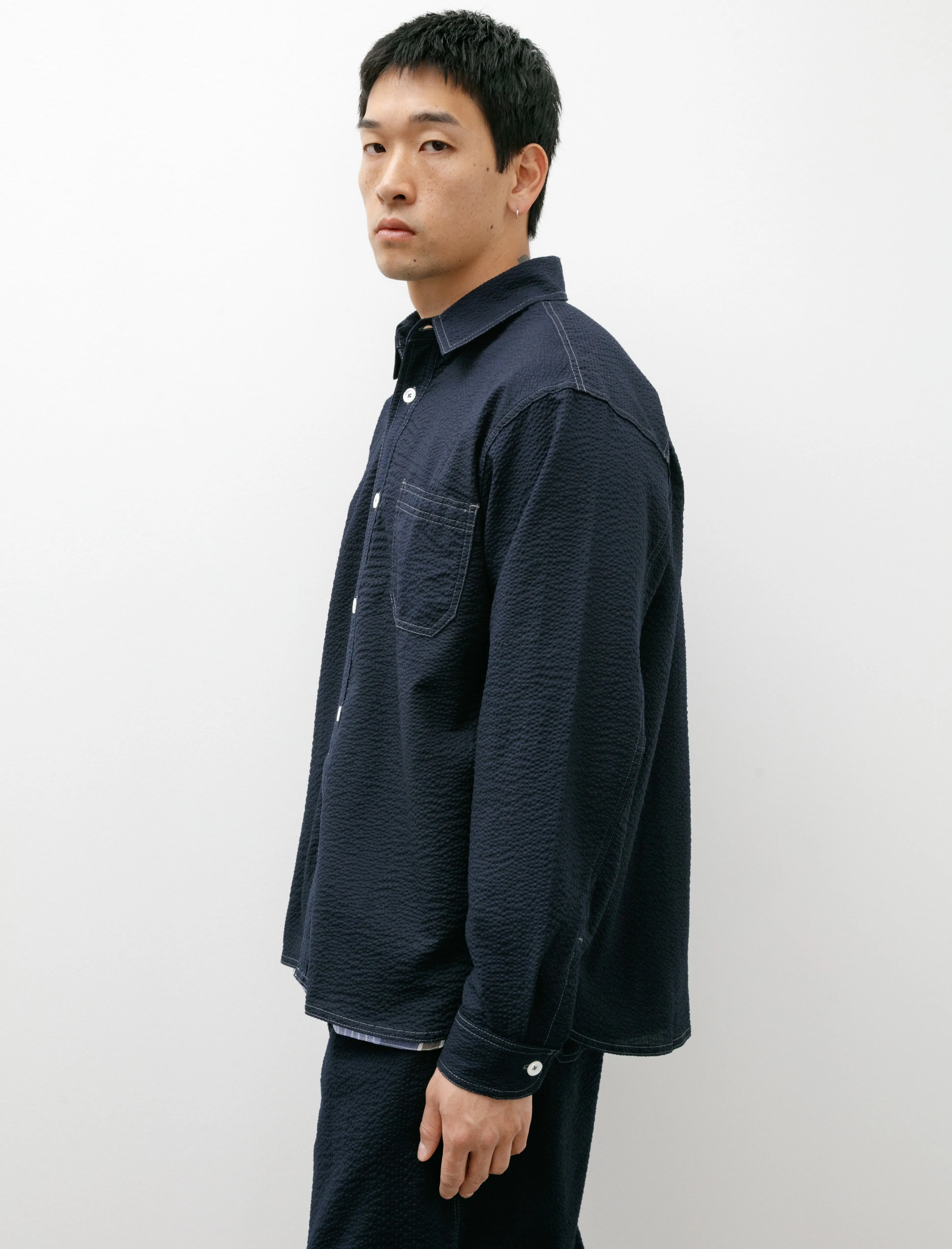 Everyday Shirt Japanese Seersucker Navy