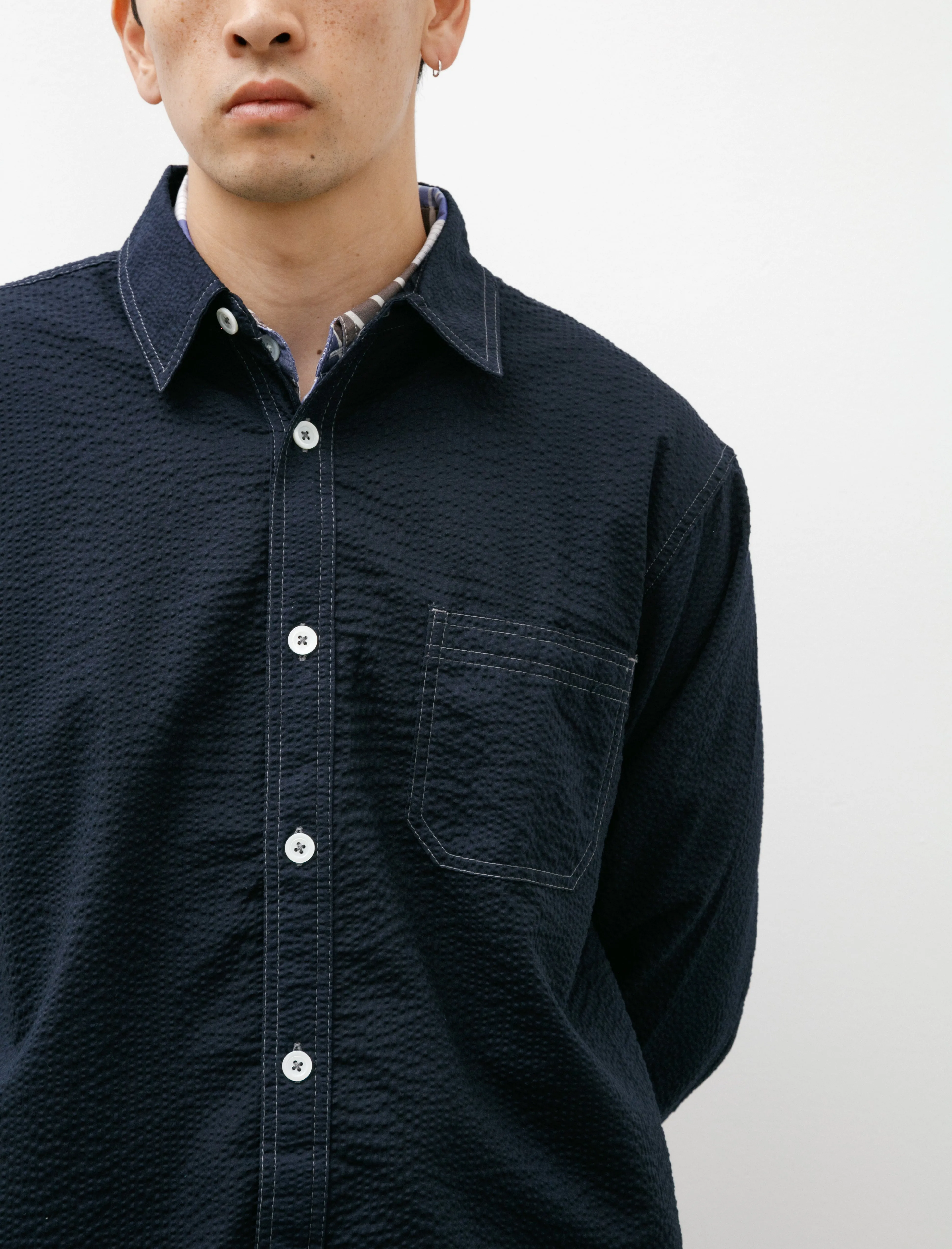 Everyday Shirt Japanese Seersucker Navy