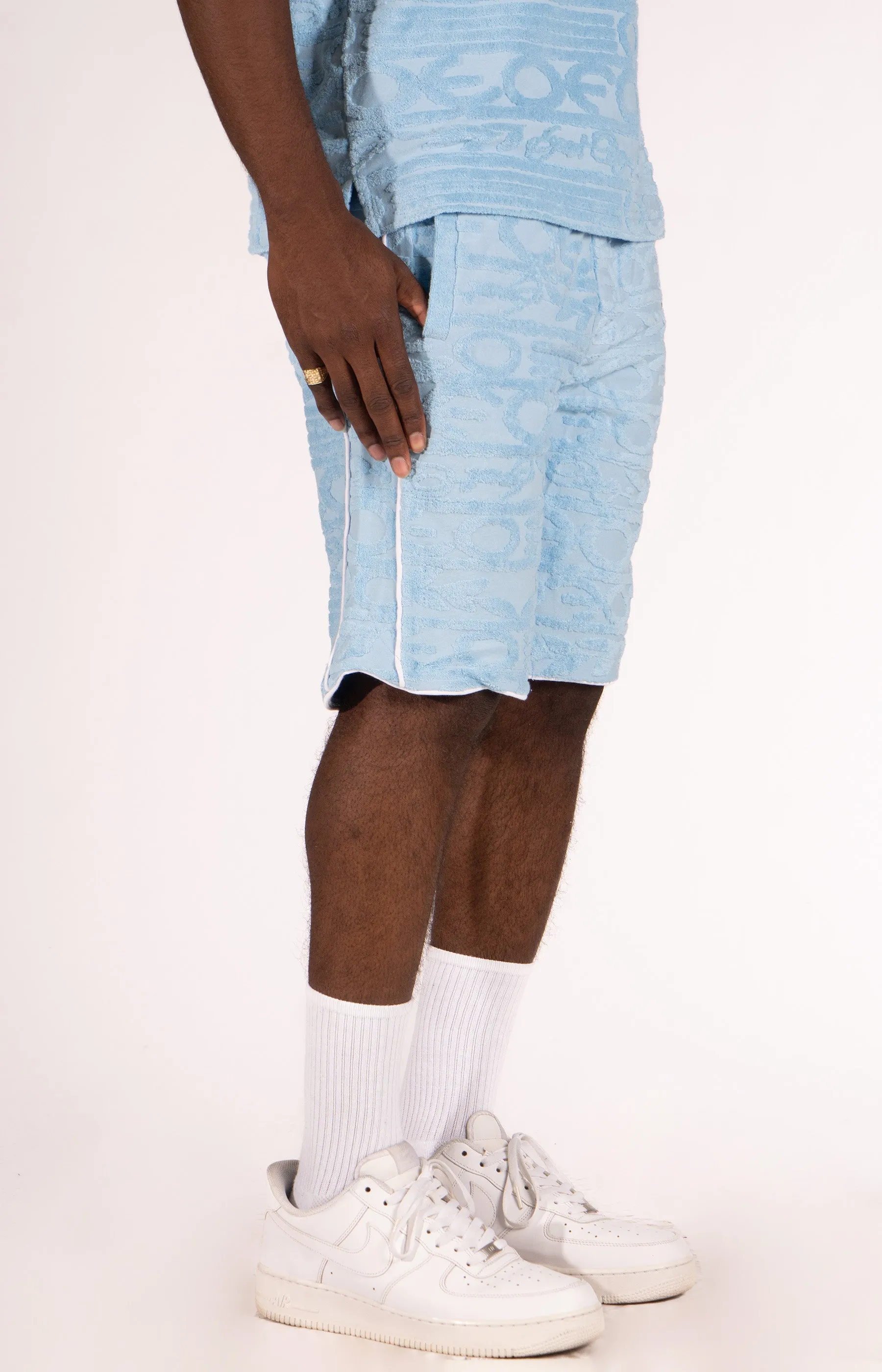 F678 Baroque Terry Shorts- Blue