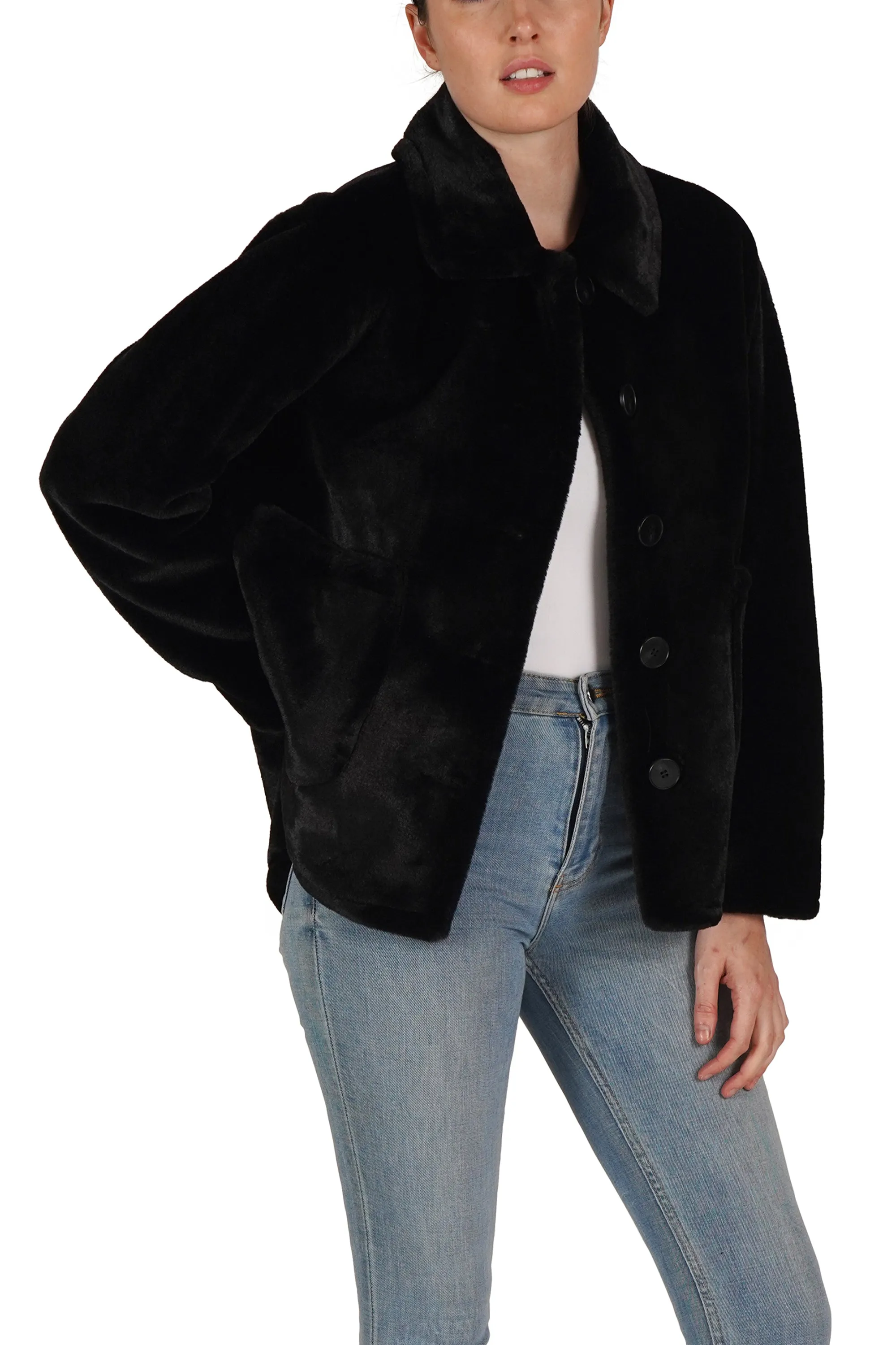 Faux Fur Button Coat