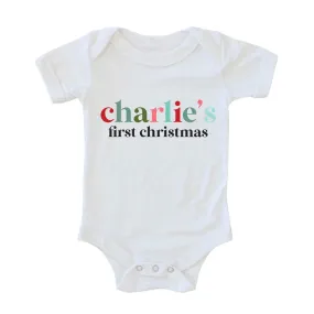 First Christmas Personalized Graphic Bodysuit | White