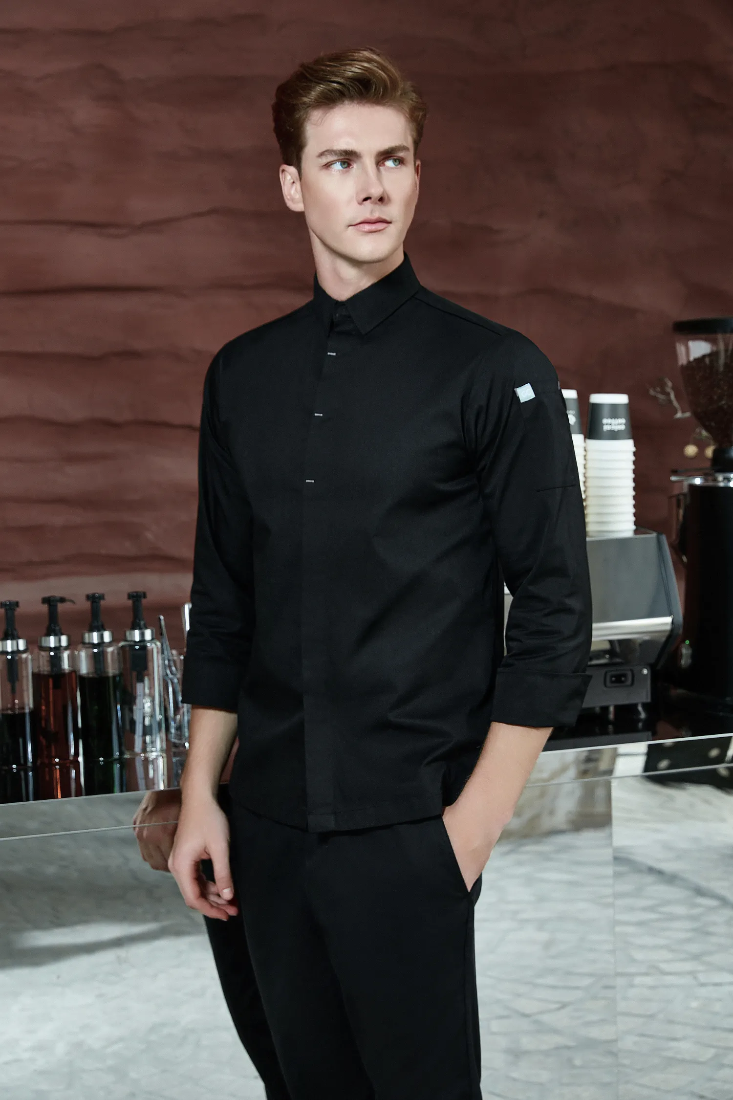 Flynn Black Chef Jacket, Long Sleeve