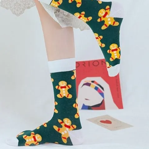 Gingerbread Man Patterned Socks (Adult Medium - Women's Shoe Sizes 5-10)