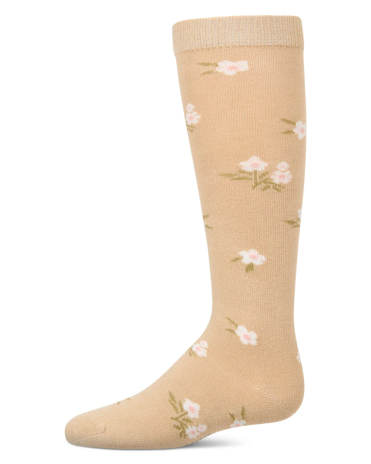 Girls Opaque Stretch Cotton "Blissful Bloom" Knee High Sock