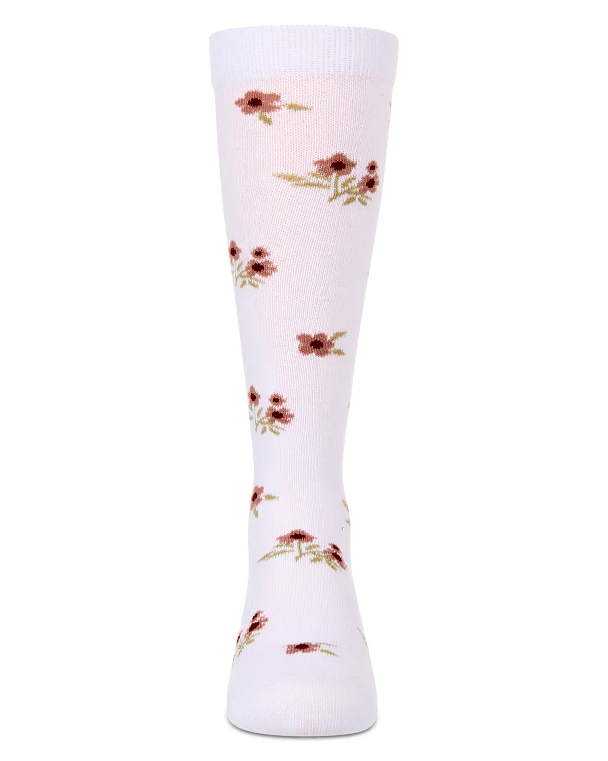 Girls Opaque Stretch Cotton "Blissful Bloom" Knee High Sock