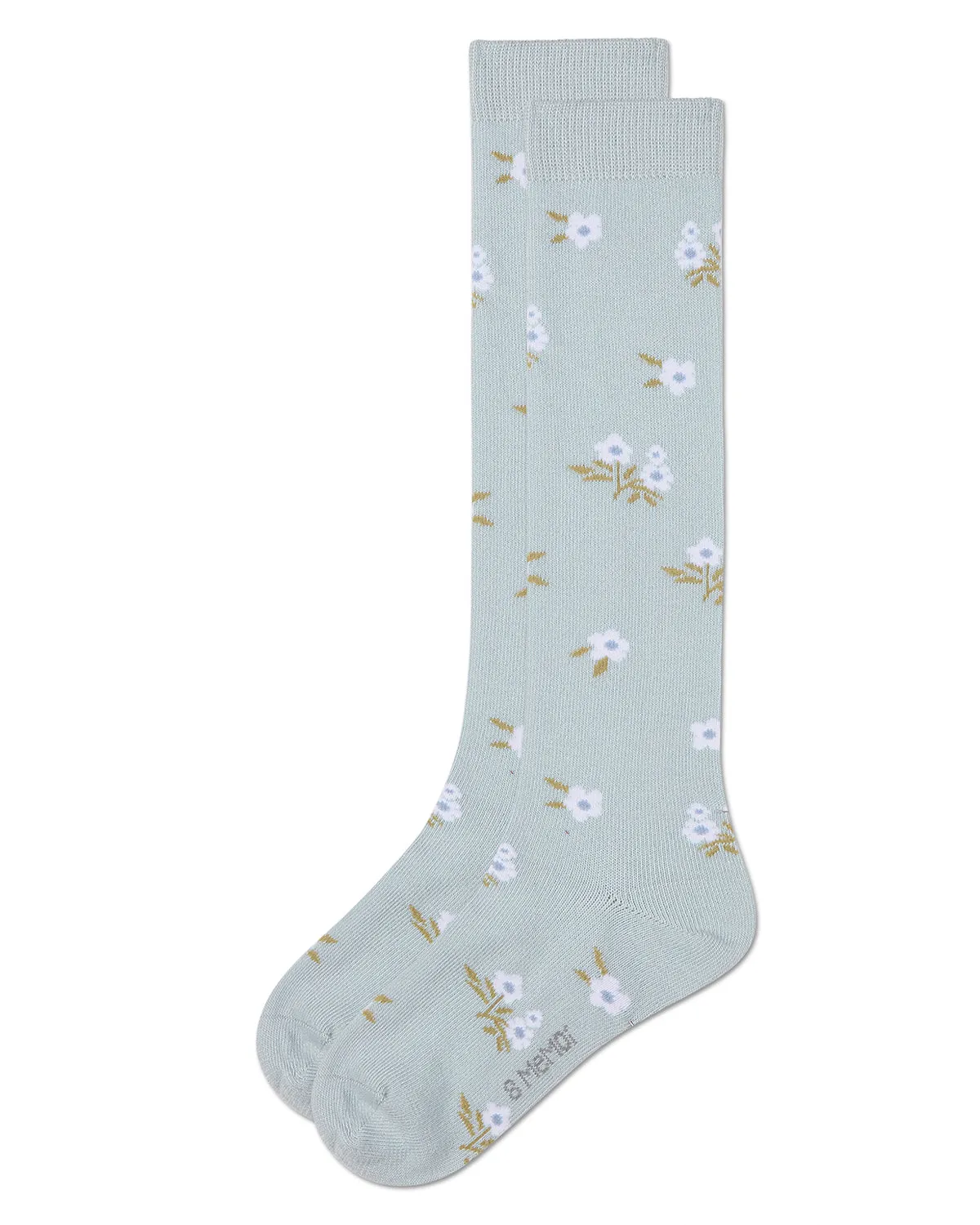 Girls Opaque Stretch Cotton "Blissful Bloom" Knee High Sock