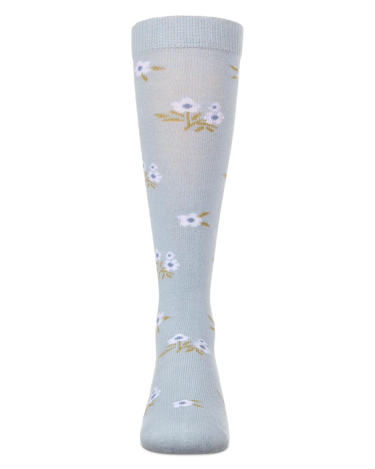 Girls Opaque Stretch Cotton "Blissful Bloom" Knee High Sock