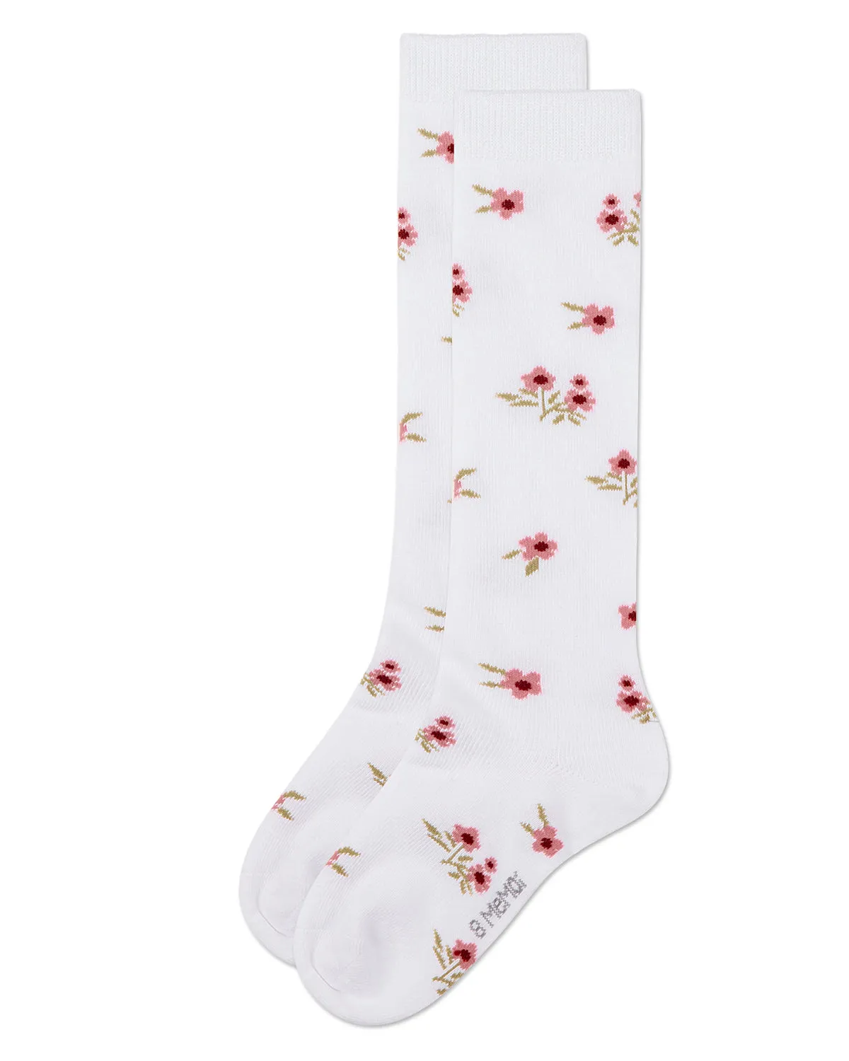 Girls Opaque Stretch Cotton "Blissful Bloom" Knee High Sock