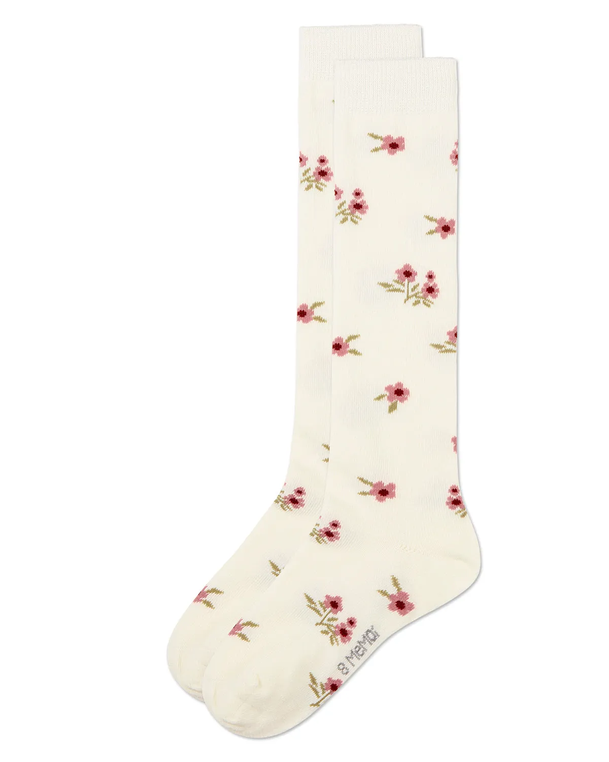 Girls Opaque Stretch Cotton "Blissful Bloom" Knee High Sock