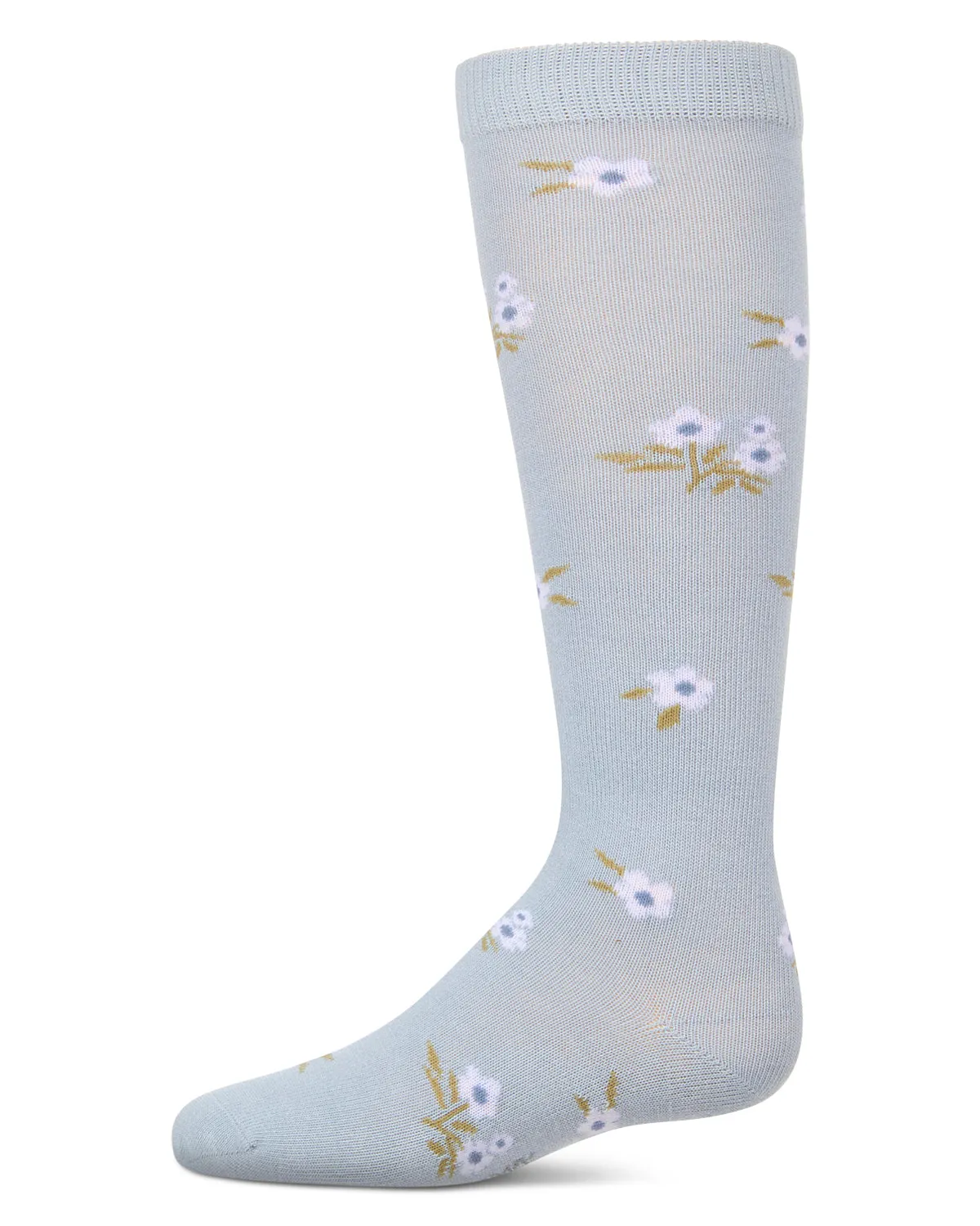 Girls Opaque Stretch Cotton "Blissful Bloom" Knee High Sock