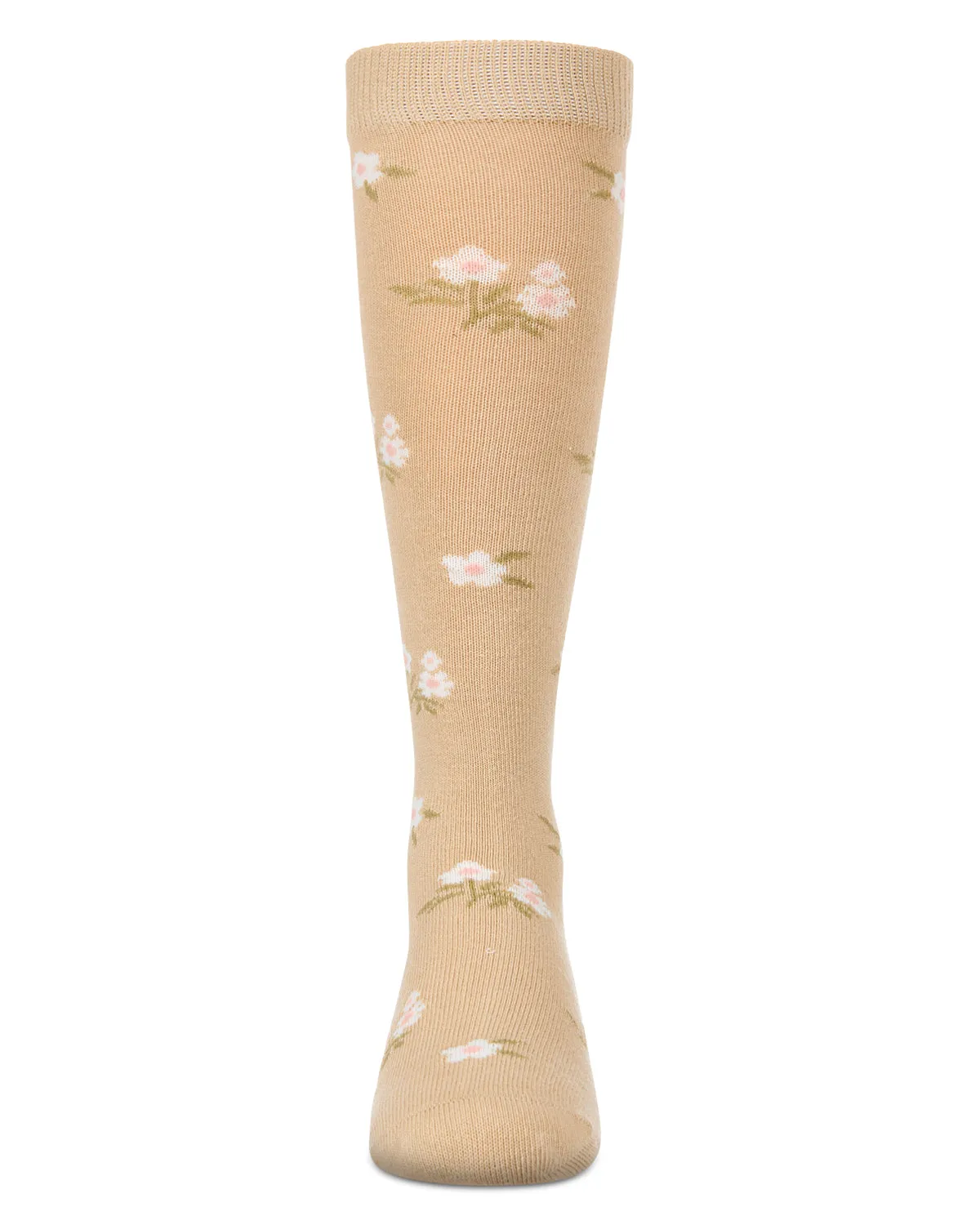 Girls Opaque Stretch Cotton "Blissful Bloom" Knee High Sock