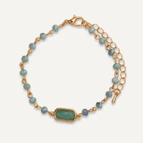 Green Crystal Clasp Bracelet In Gold-Tone