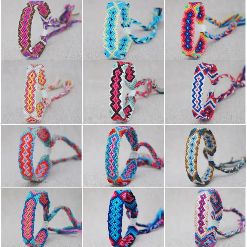 Hand Weave Braided Boho Bracelet Summer Beach Bohemian Vintage Cotton Rope String Nepal Yoga Ethnic Rainbow Woven Bracelets