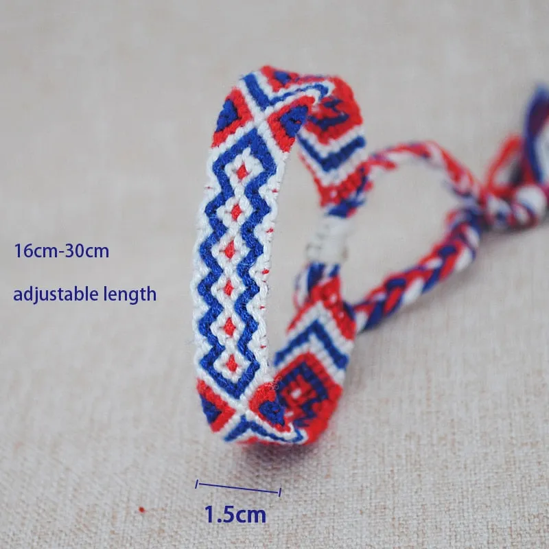 Hand Weave Braided Boho Bracelet Summer Beach Bohemian Vintage Cotton Rope String Nepal Yoga Ethnic Rainbow Woven Bracelets