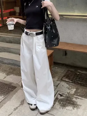 Harajuku White Cargo Vintage Korean Oversize Wide Leg Streetwear Baggy Pant