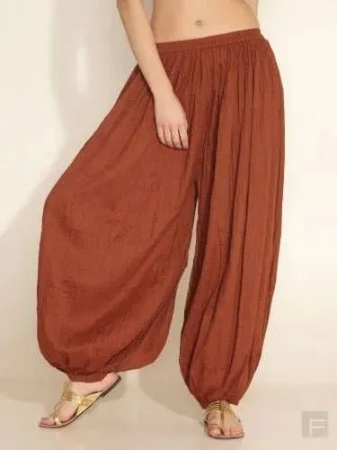 High Quality Genie Pants with Patchwork and Lace-up - Mid Waist, Solid, Loose Fit, Full Length