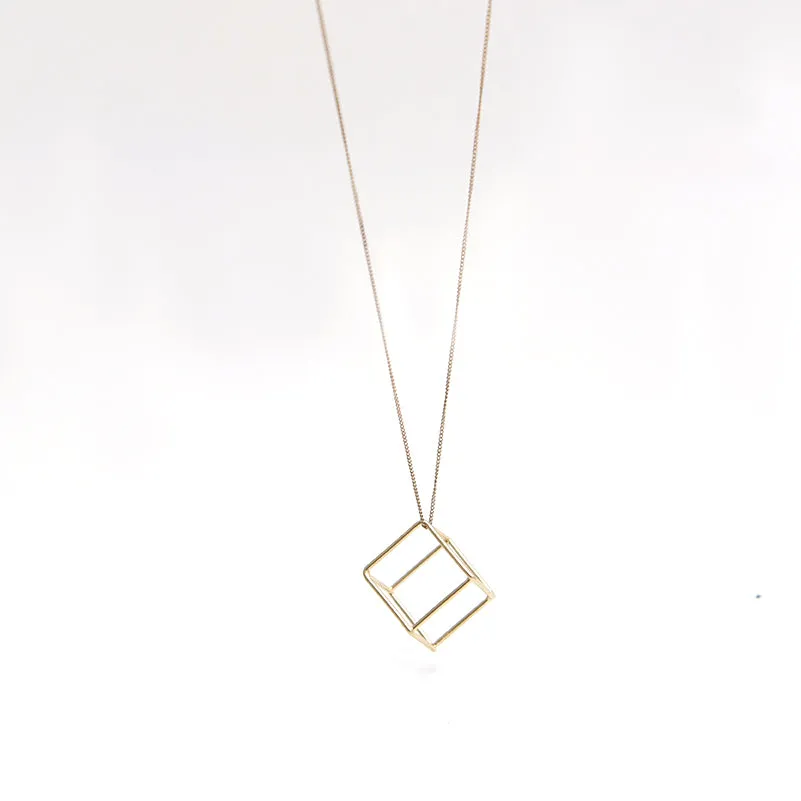 Hollow Cube Necklace - B Grade