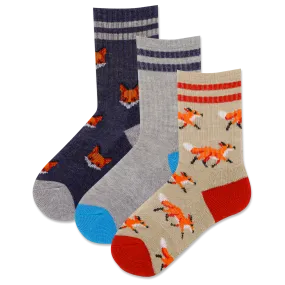 HOTSOX Kid's Fox Crew Socks 3 Pair Pack