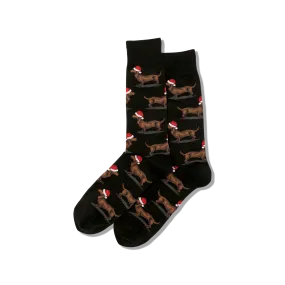 HOTSOX Men's Christmas Dachshunds Crew Socks