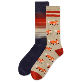 HOTSOX Men's Running Fox 2 Pack Crew Socks