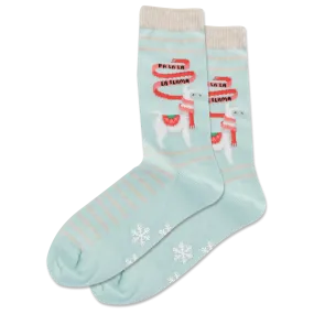 HOTSOX Women's Fuzzy Fa La Llama Non Skid Crew Socks