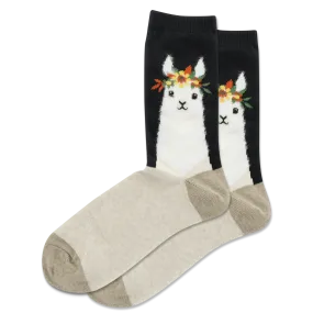 HOTSOX Women's Fuzzy Llama Crew Socks