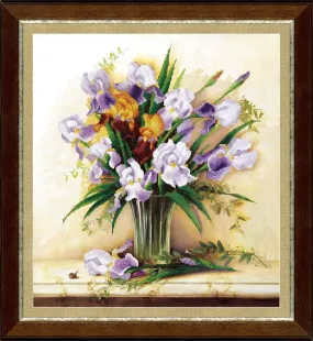 IRISES, Beadwork kit, Bead Embroidery, Needlepoint, Handcraft kit, DIY Beaded Painting 3D, size 36 x 40 cm, Charivna mit | Crystal Art (B-759)