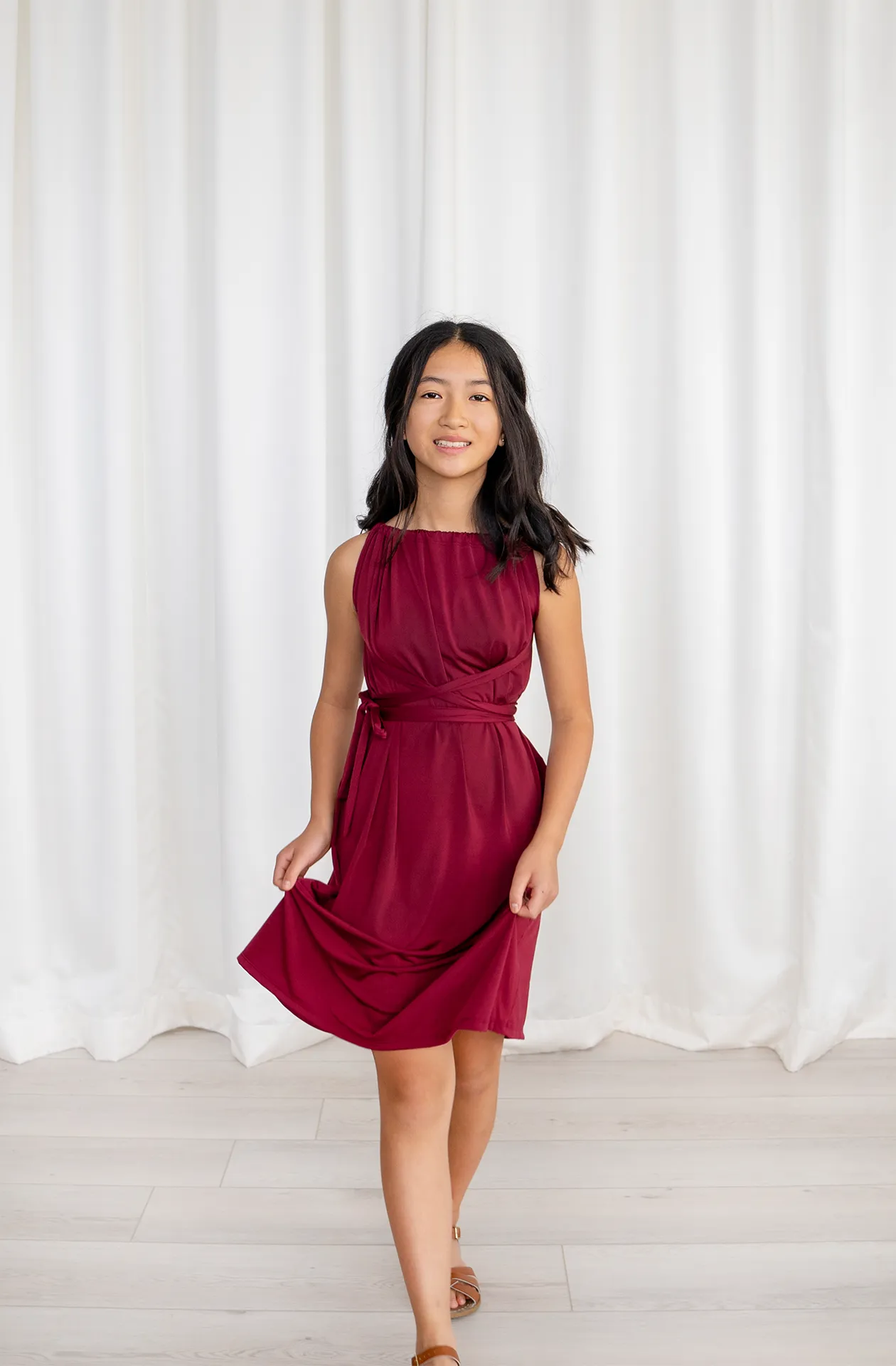 Ivy Midi Dress Burgundy Wine / 3X/4X - Convertible Women's Everyday Travel Dresses