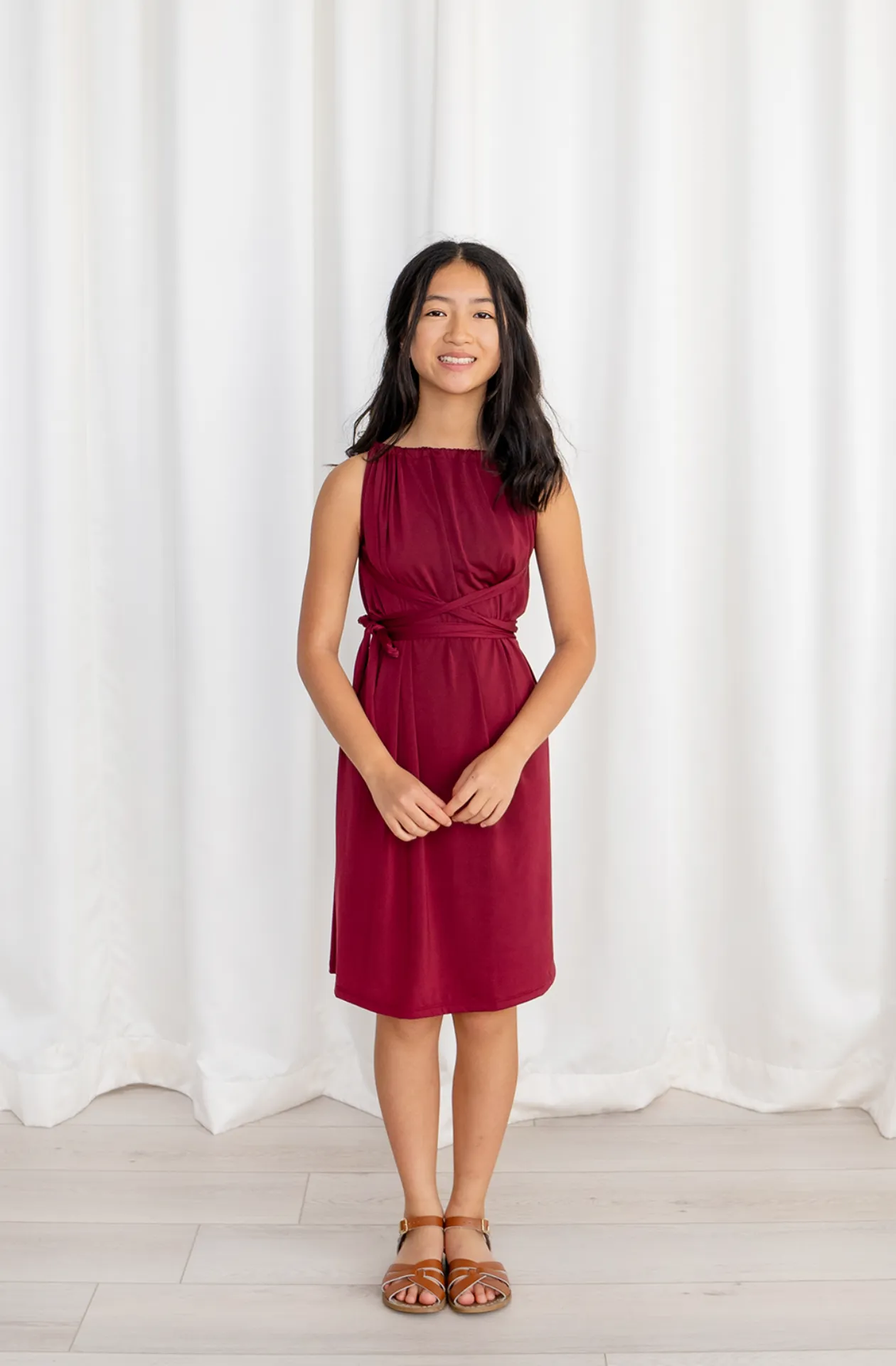 Ivy Midi Dress Burgundy Wine / 3X/4X - Convertible Women's Everyday Travel Dresses