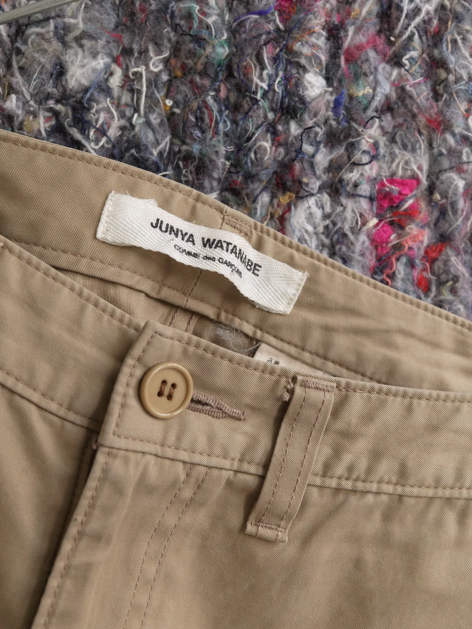 Junya Watanabe Comme des Garcons 2002 beige overlock hem low rise trousers - S