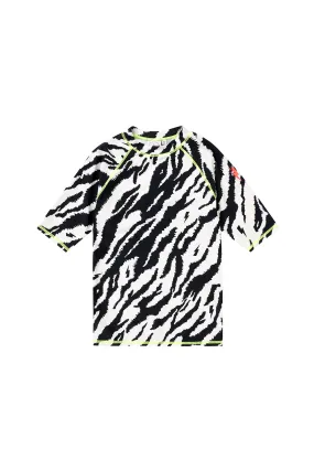 Kids Ivory with Black Shadow Tiger Rash Vest