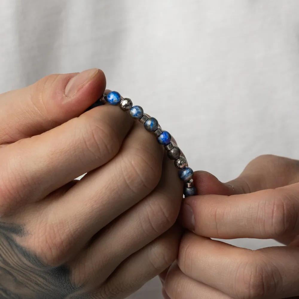 Lapis Lazuli Bead Bracelet - Silver