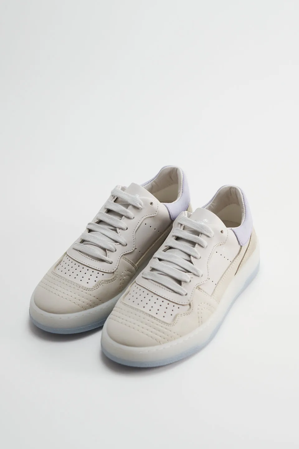 Leather Mix Eggshell Chunky Sneakers