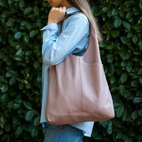 Leather Women's Tote bag/Ladies Purse/Travel Shopping Bag Hobo Carry Shoulder Bag Multipurpose Handbag (Pink)