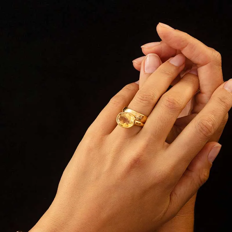 Leone Ring, Citrine, Silver