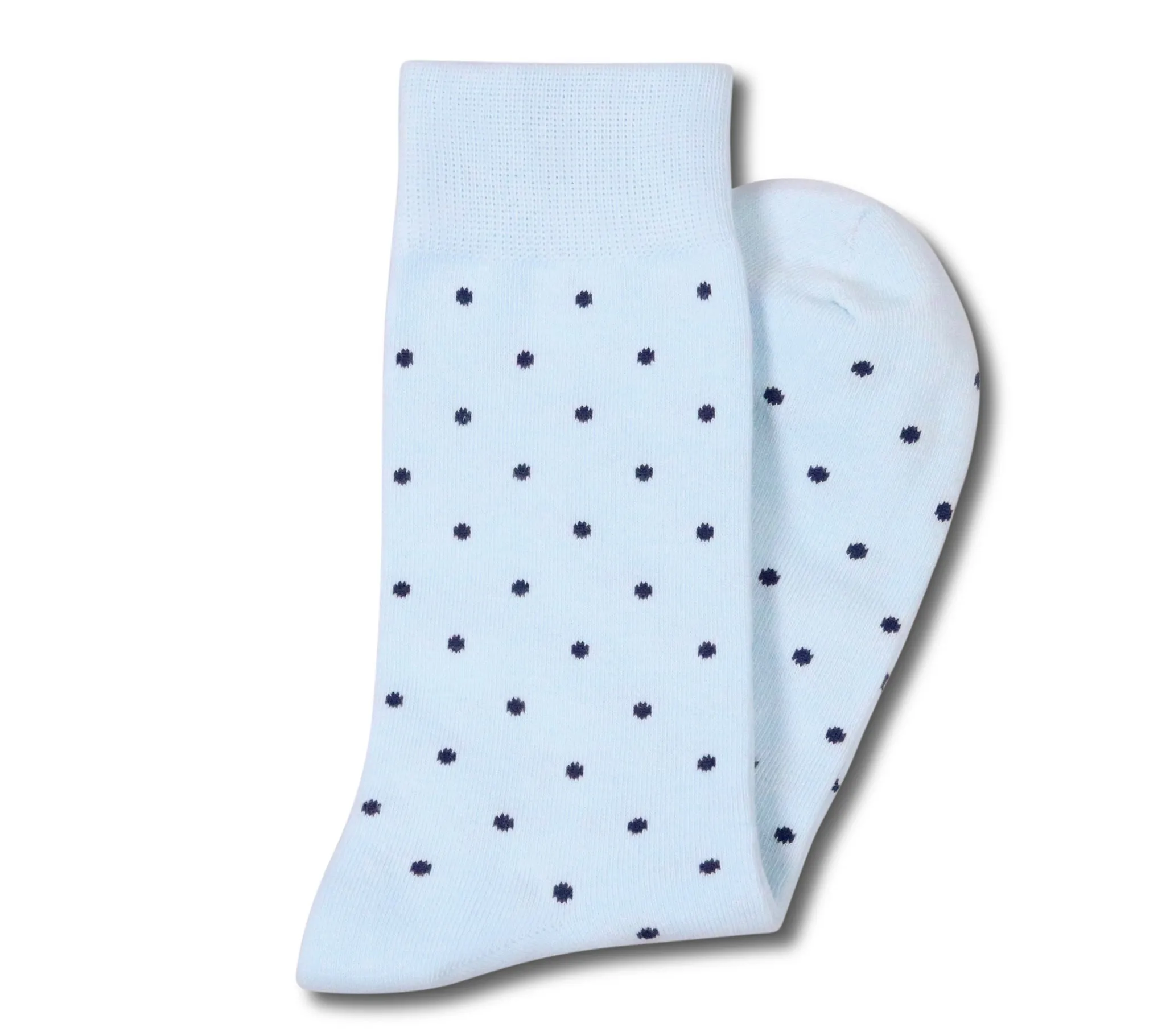 Light Blue Socks with Navy Polka Dots