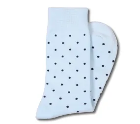 Light Blue Socks with Navy Polka Dots