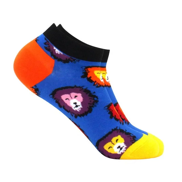 Lion Face Pattern Ankle Socks (Adult Medium - Women's Shoe Sizes 5-10)