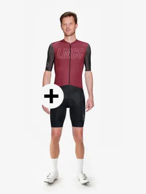 LMCC - Cycling Jersey - Deep Red   Bib Shorts - Bundle