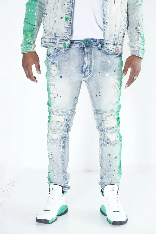 M1938 Paint Stroke Shredded Denim Jeans - Dirt Wash