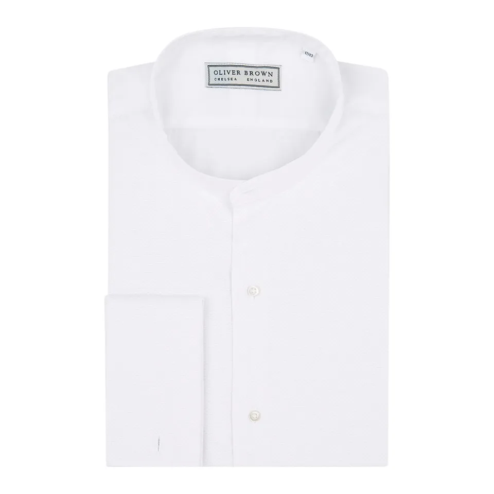 Marcella Dress Shirt, Collarless - White