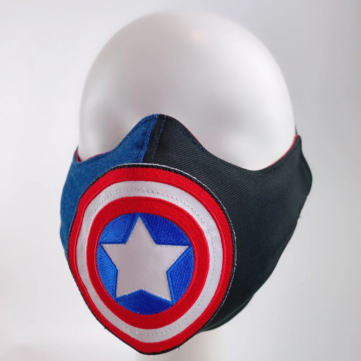 Mask 4 Protect Face Mask Captain America Contrast Denim & Black