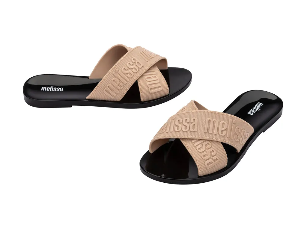 Melissa M Lover AD Multi Strap Black Slides For Women