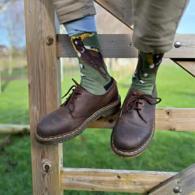 Men's Horse Racing Scene Cotton Socks