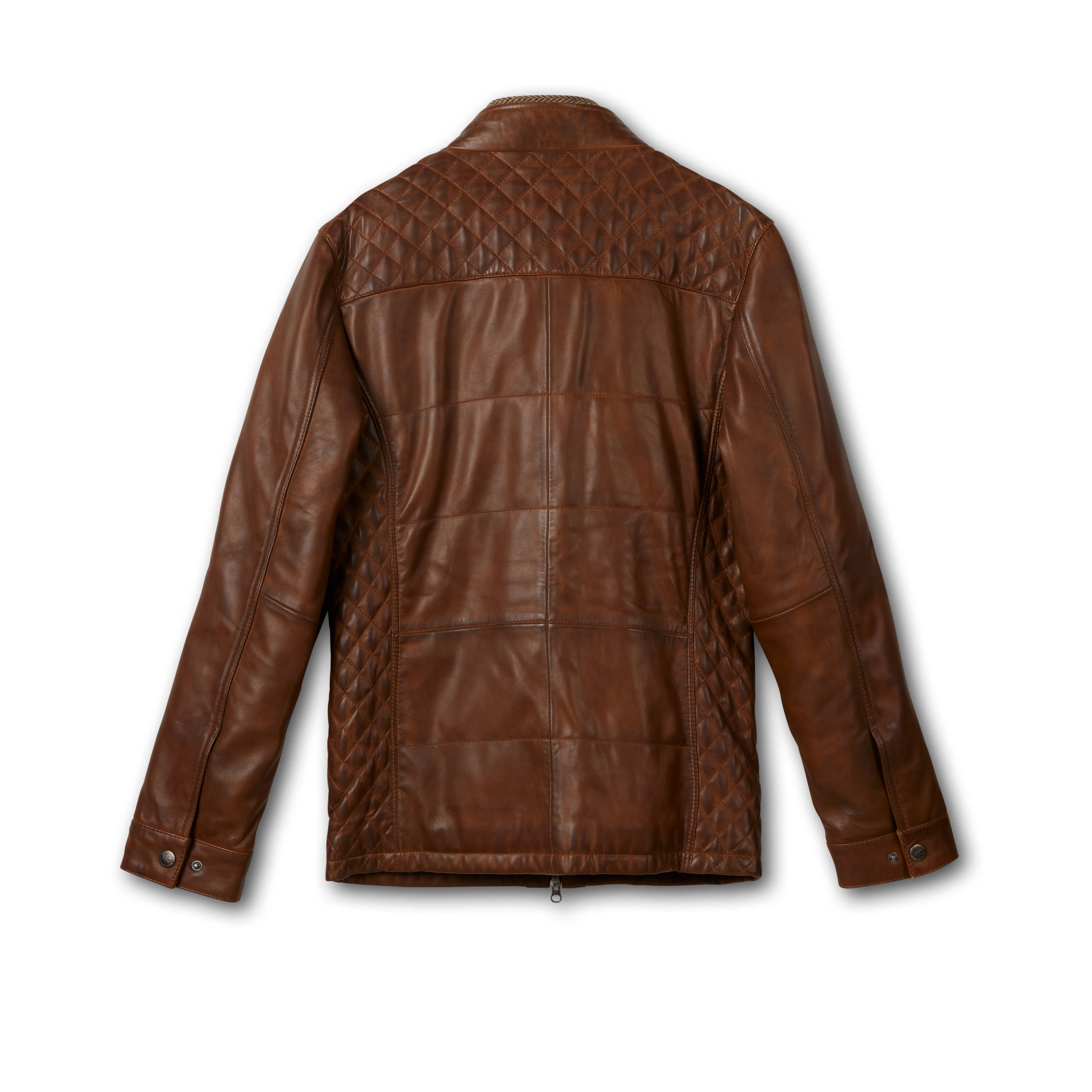 Men's Leather Quilted Bib Front Jacket